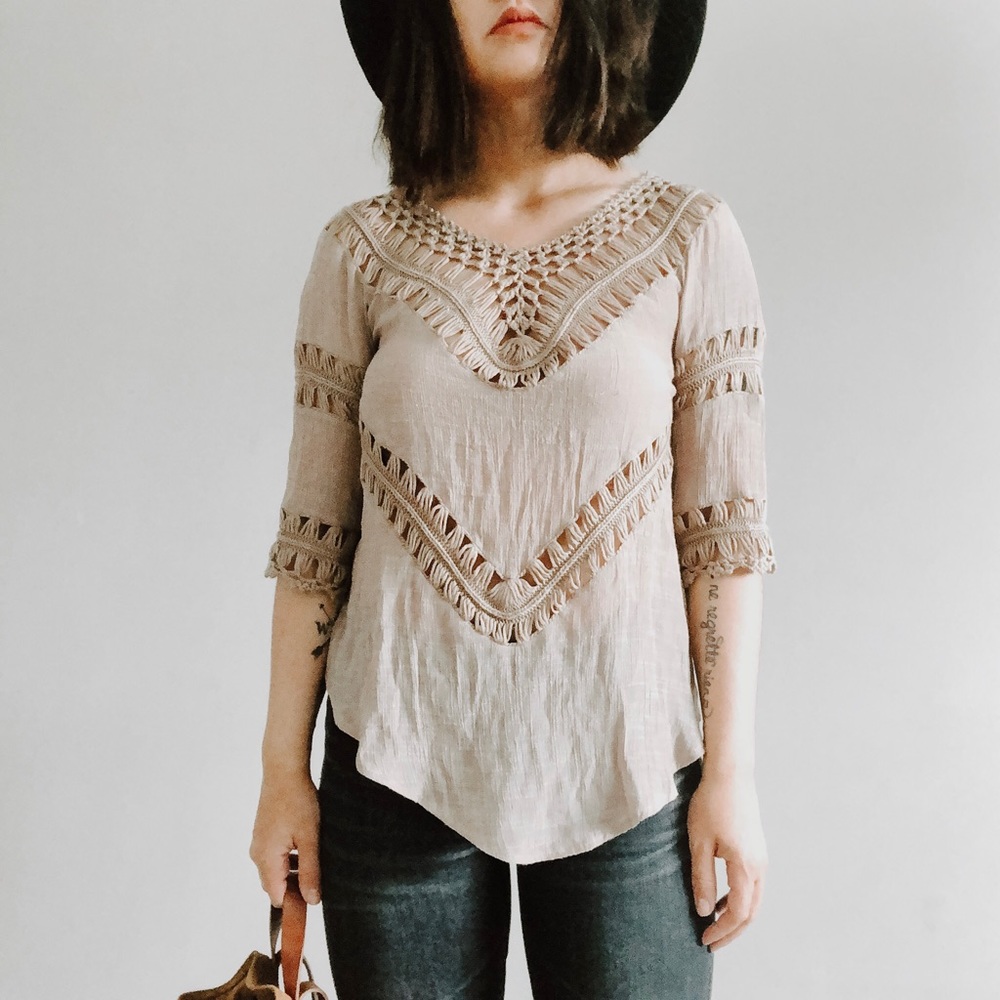 DREAMERS • boho crochet woven hippie top